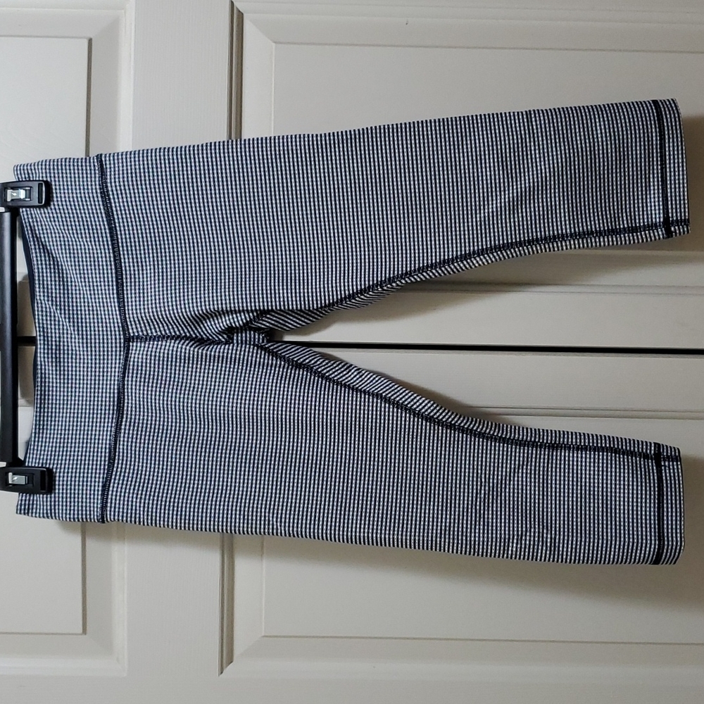 Lululemon Wunder Under Crops Preppy Gingham Plaid Luon White Inkwell sizโฆ